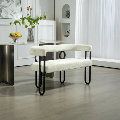 House Hold Modern Loveseat 2 Seater Sofa Chenille Fabric Couch With Arms And Metal Legs For Living Room