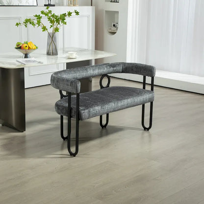 House Hold Modern Loveseat 2 Seater Sofa Chenille Fabric Couch With Arms And Metal Legs For Living Room