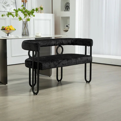 House Hold Modern Loveseat 2 Seater Sofa Chenille Fabric Couch With Arms And Metal Legs For Living Room