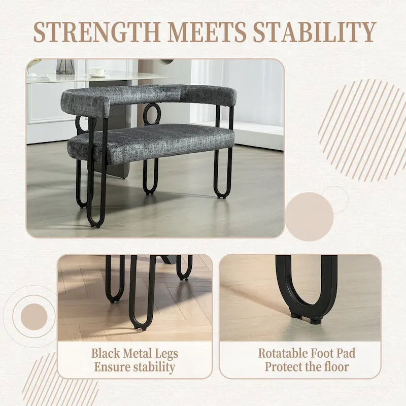 House Hold Modern Loveseat 2 Seater Sofa Chenille Fabric Couch With Arms And Metal Legs For Living Room