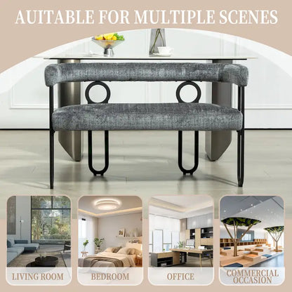 House Hold Modern Loveseat 2 Seater Sofa Chenille Fabric Couch With Arms And Metal Legs For Living Room