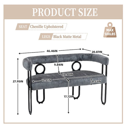 House Hold Modern Loveseat 2 Seater Sofa Chenille Fabric Couch With Arms And Metal Legs For Living Room