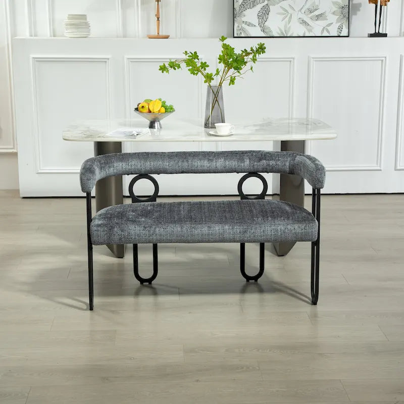 House Hold Modern Loveseat 2 Seater Sofa Chenille Fabric Couch With Arms And Metal Legs For Living Room