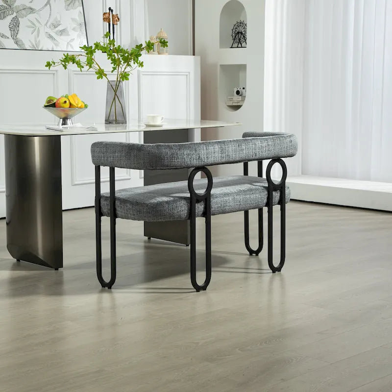 House Hold Modern Loveseat 2 Seater Sofa Chenille Fabric Couch With Arms And Metal Legs For Living Room