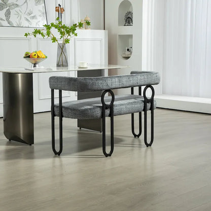 House Hold Modern Loveseat 2 Seater Sofa Chenille Fabric Couch With Arms And Metal Legs For Living Room