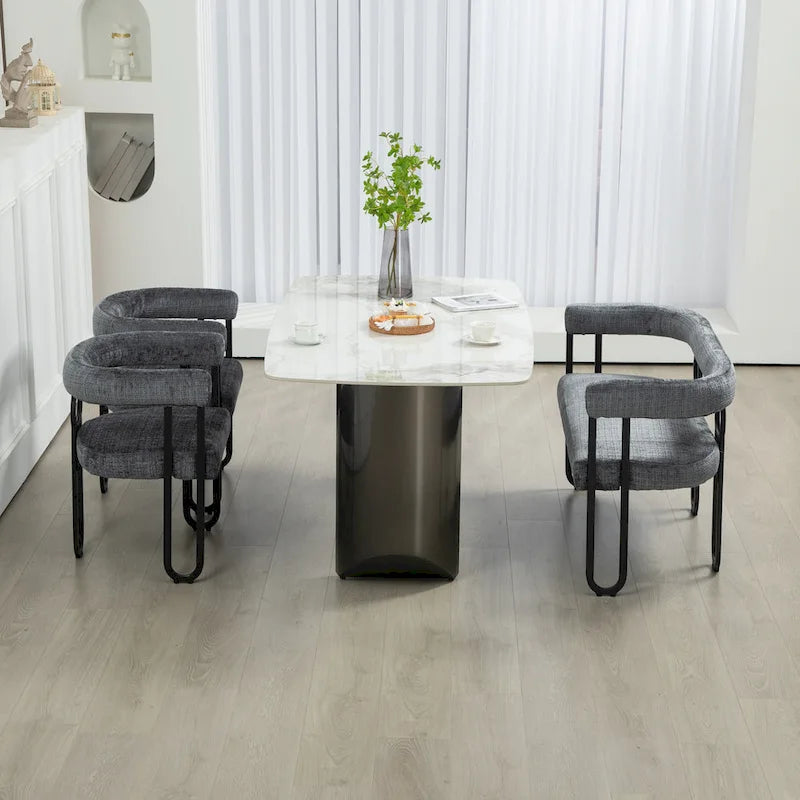 House Hold Modern Loveseat 2 Seater Sofa Chenille Fabric Couch With Arms And Metal Legs For Living Room