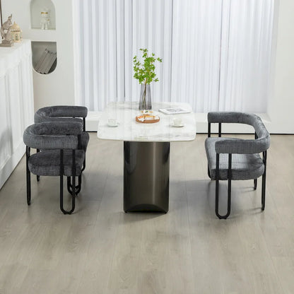 House Hold Modern Loveseat 2 Seater Sofa Chenille Fabric Couch With Arms And Metal Legs For Living Room