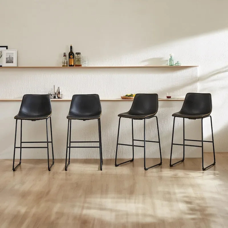 Sweetcrispy 30  Counter Height Bar Stools, Modern Faux Leather High Barstools with Back and Metal Leg, Set of 2