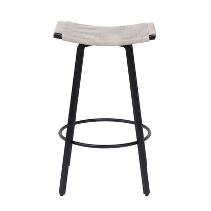 Counter Height Bar Stools, Backless Handwoven Kitchen Dining Chairs with Round Footrest Set of 2 PVC Weaving Pub Stool