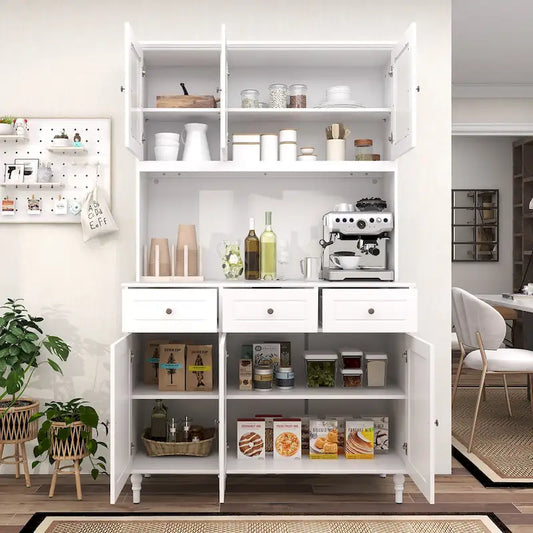 Gymax 77 Armadietto dispensa da cucina alto con luci a LED e