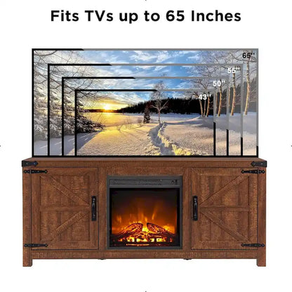 Farmhouse Fireplace TV Stand, Rustic Entertainment Center