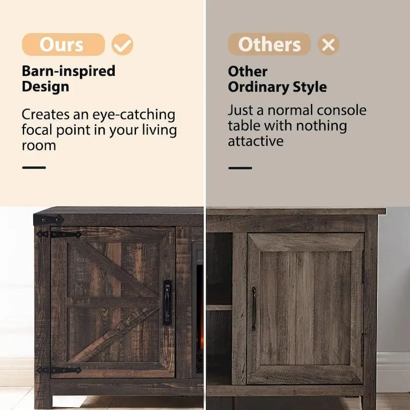 Farmhouse Fireplace TV Stand, Rustic Entertainment Center