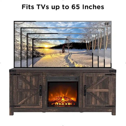 Farmhouse Fireplace TV Stand, Rustic Entertainment Center