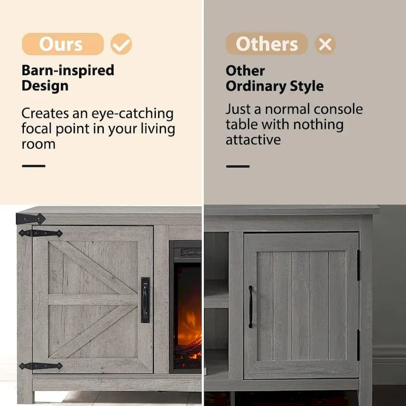 Farmhouse Fireplace TV Stand, Rustic Entertainment Center