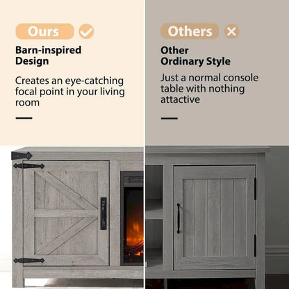 Farmhouse Fireplace TV Stand, Rustic Entertainment Center