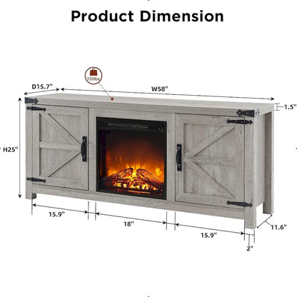 Farmhouse Fireplace TV Stand, Rustic Entertainment Center