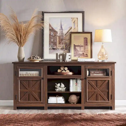 Farmhouse TV Stand for 75 Inch TV, Modern Entertainment Center