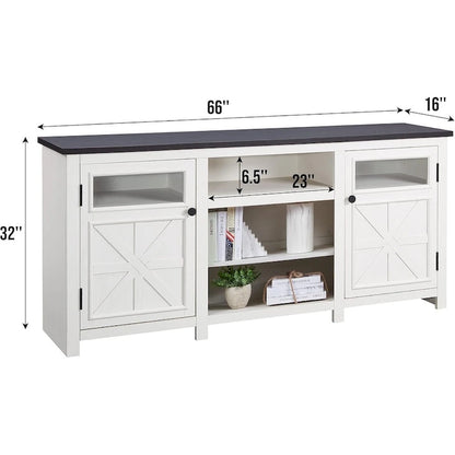 Farmhouse TV Stand for 75 Inch TV, Modern Entertainment Center