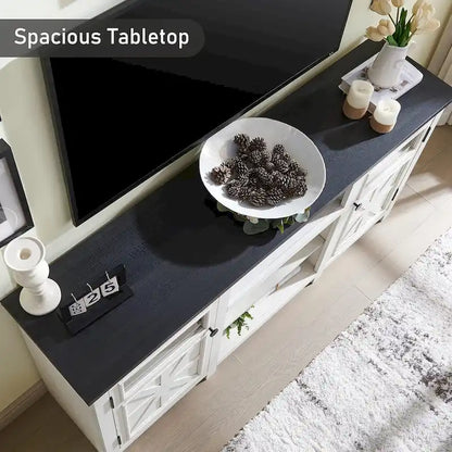 Farmhouse TV Stand for 75 Inch TV, Modern Entertainment Center