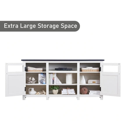 Farmhouse TV Stand for 75 Inch TV, Modern Entertainment Center