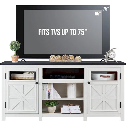 Farmhouse TV Stand for 75 Inch TV, Modern Entertainment Center