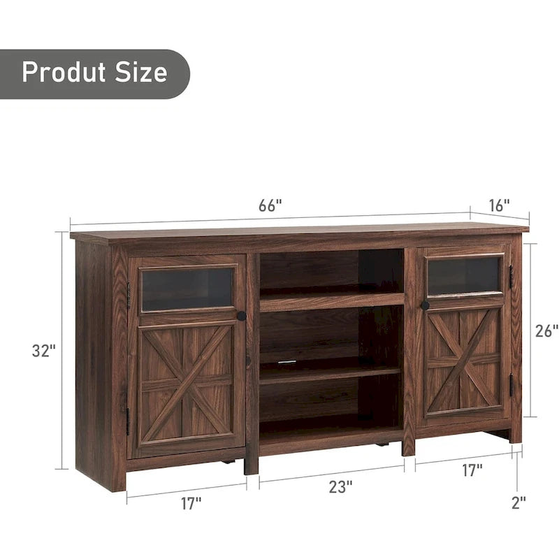 Farmhouse TV Stand for 75 Inch TV, Modern Entertainment Center