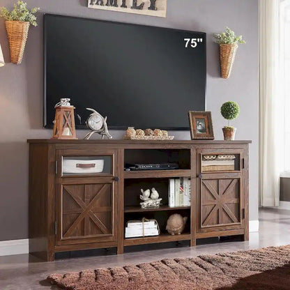 Farmhouse TV Stand for 75 Inch TV, Modern Entertainment Center