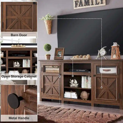 Farmhouse TV Stand for 75 Inch TV, Modern Entertainment Center