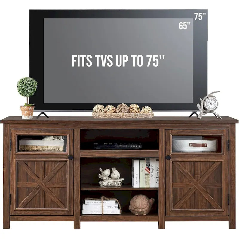 Farmhouse TV Stand for 75 Inch TV, Modern Entertainment Center