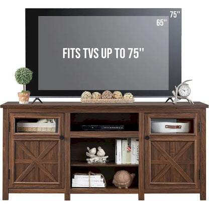 Farmhouse TV Stand for 75 Inch TV, Modern Entertainment Center