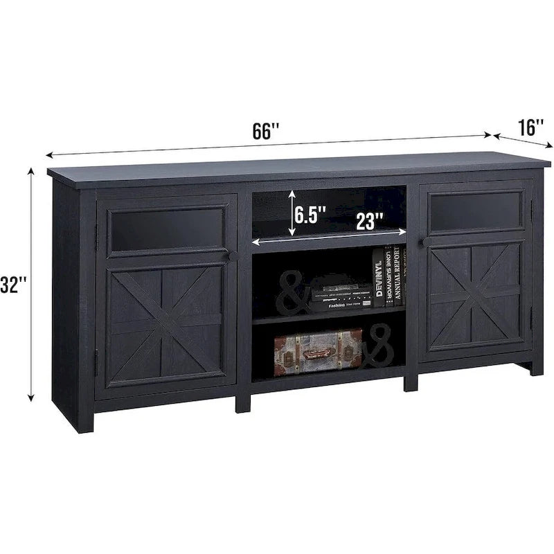 Farmhouse TV Stand for 75 Inch TV, Modern Entertainment Center