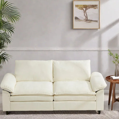 80.31  Linen 2-Seat Sofa with Hidden Compartment and Soft Armrests - Sturdy Rubberwood Legs