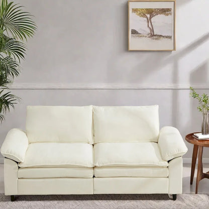80.31  Linen 2-Seat Sofa with Hidden Compartment and Soft Armrests - Sturdy Rubberwood Legs