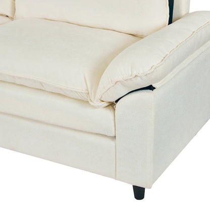 80.31  Linen 2-Seat Sofa with Hidden Compartment and Soft Armrests - Sturdy Rubberwood Legs
