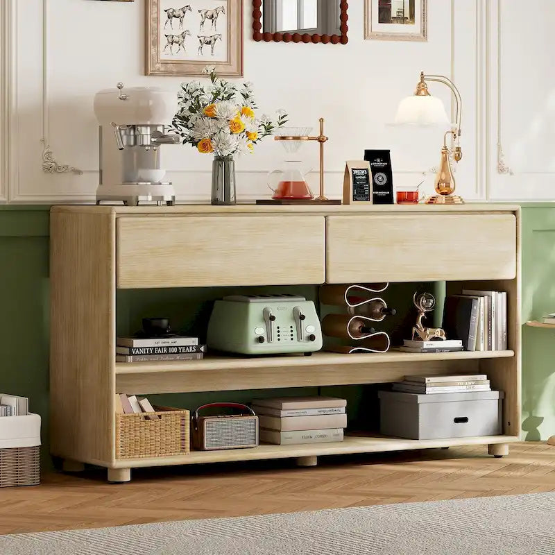 Console Table with Drawers and Shelves for Living Room, Entryway