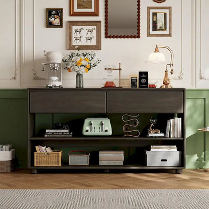 Console Table with Drawers and Shelves for Living Room, Entryway