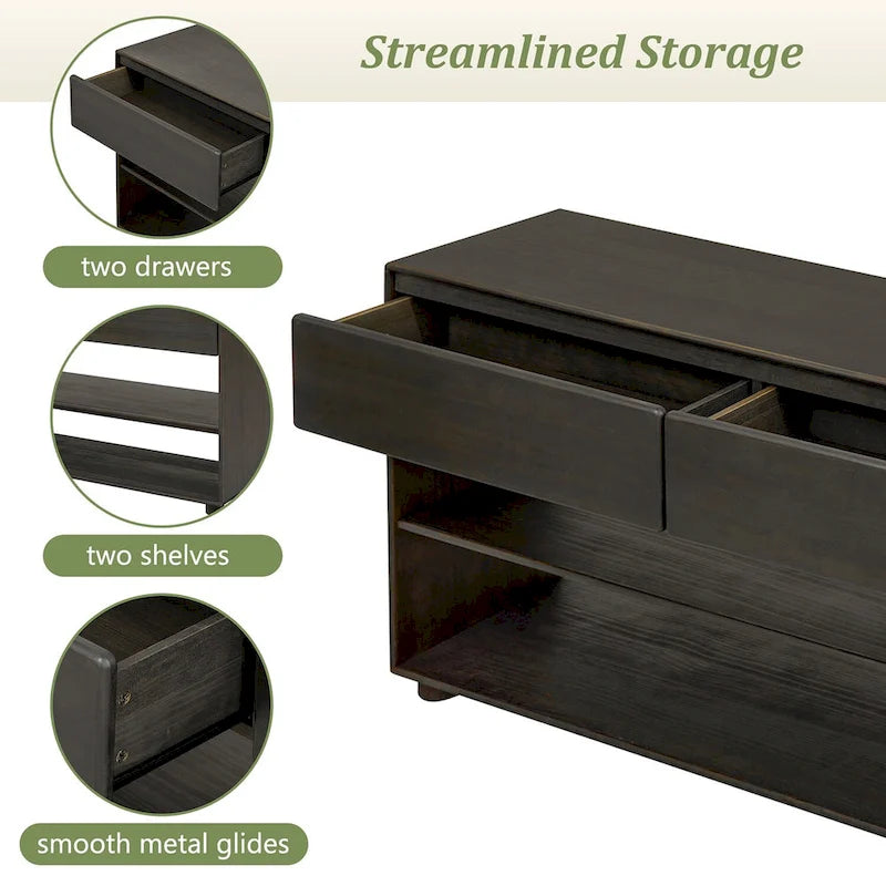 Console Table with Drawers and Shelves for Living Room, Entryway