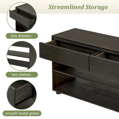 Console Table with Drawers and Shelves for Living Room, Entryway