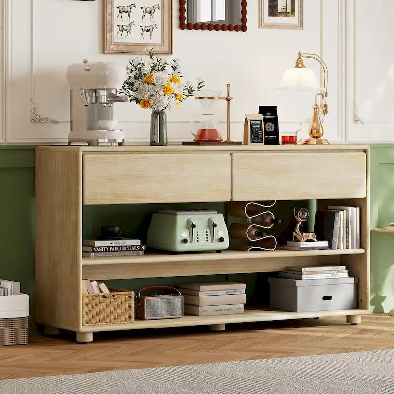 Console Table with Drawers and Shelves for Living Room, Entryway