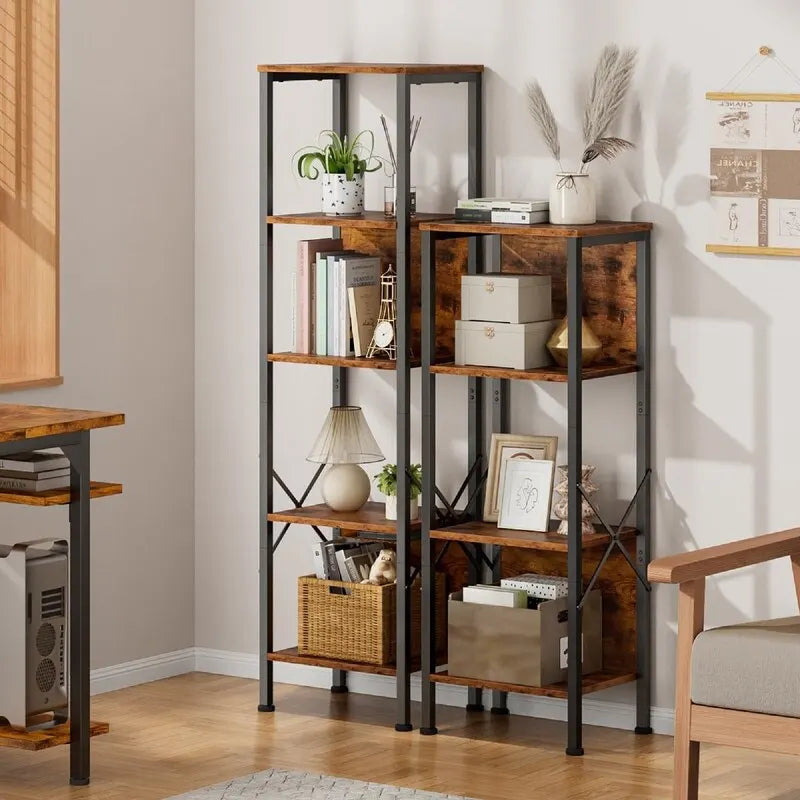 5 Tier Tall Bookshelf - 14.9 D x 10.6 W x 55.1 H