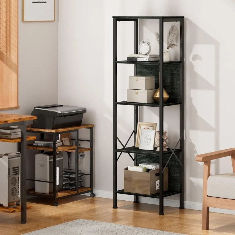 5 Tier Tall Bookshelf - 14.9 D x 10.6 W x 55.1 H