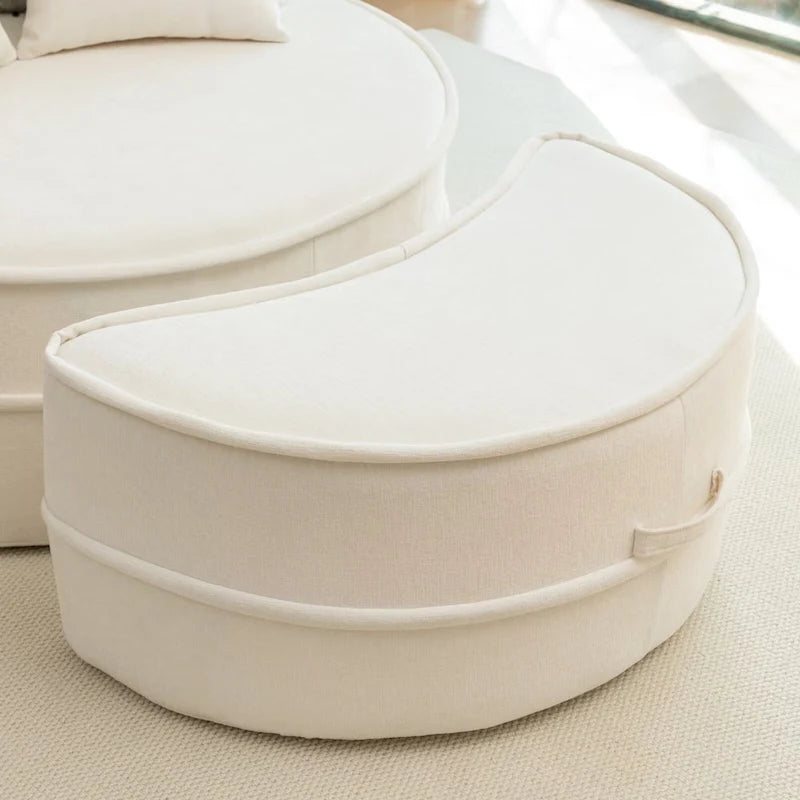 Modern Round Barrel Accent Chair with Ottoman - Velvet Lounge Sofa