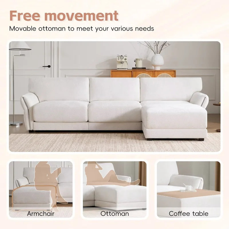 110  Modular Sectional Sofa, L-Shape Sofa with USB and Type-C Charger