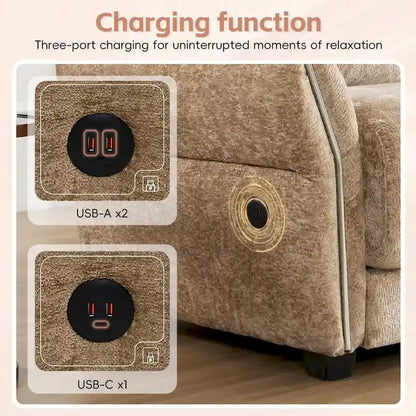 110  Modular Sectional Sofa, L-Shape Sofa with USB and Type-C Charger