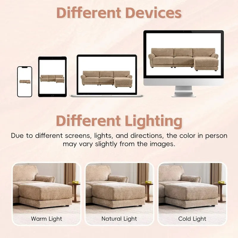 110  Modular Sectional Sofa, L-Shape Sofa with USB and Type-C Charger