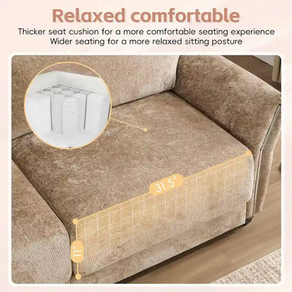 110  Modular Sectional Sofa, L-Shape Sofa with USB and Type-C Charger