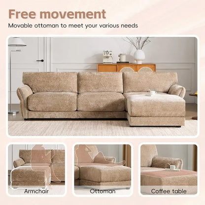 110  Modular Sectional Sofa, L-Shape Sofa with USB and Type-C Charger