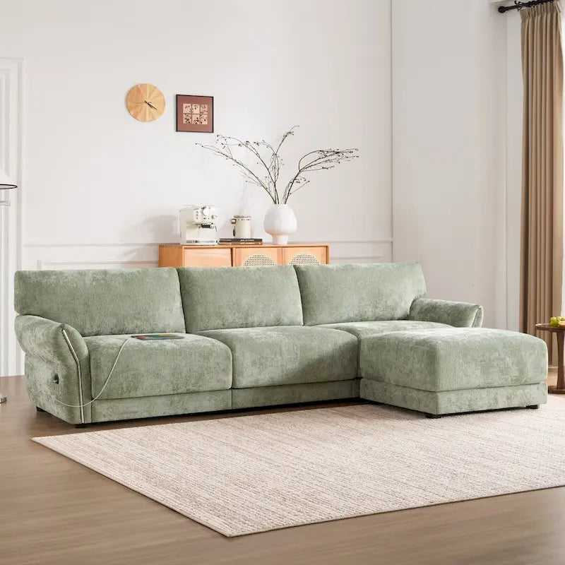110  Modular Sectional Sofa, L-Shape Sofa with USB and Type-C Charger