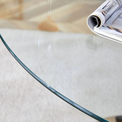 Modern Circular Dining Table with Stylish Glass Top and Sturdy Metal Legs for Various Spaces