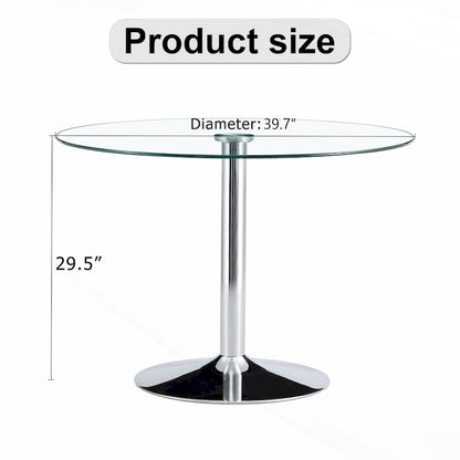 Modern Circular Dining Table with Stylish Glass Top and Sturdy Metal Legs for Various Spaces
